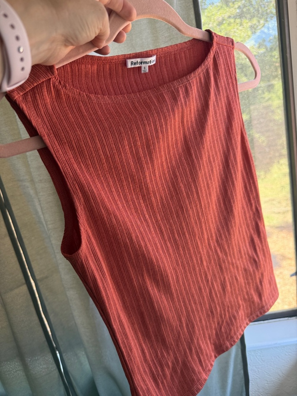 Reformation Ribbed Knit Top in Rust - Picture 4 of 4
